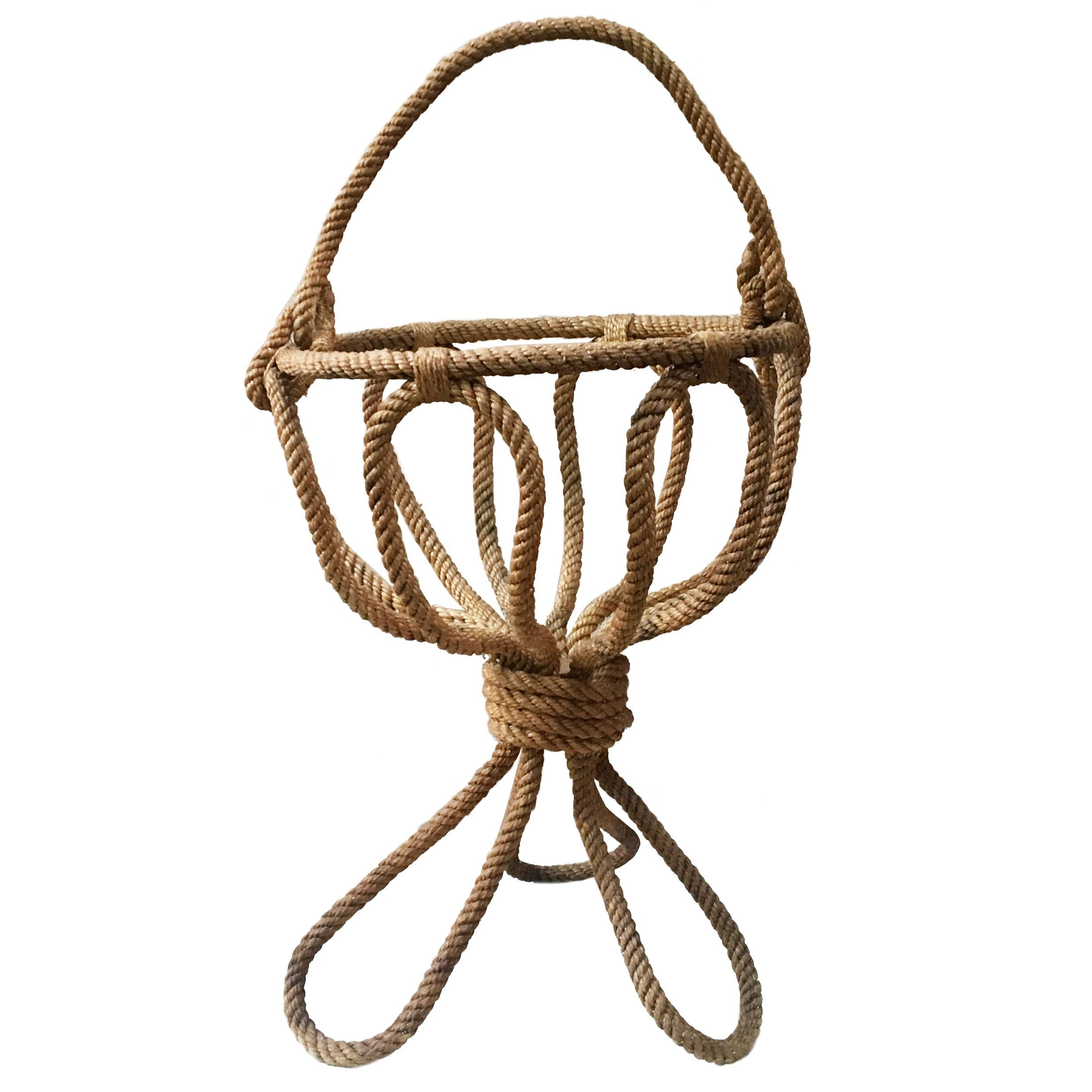 Mid-Century Basket Jardiniere Rope Adrien Audoux & Frida Minet