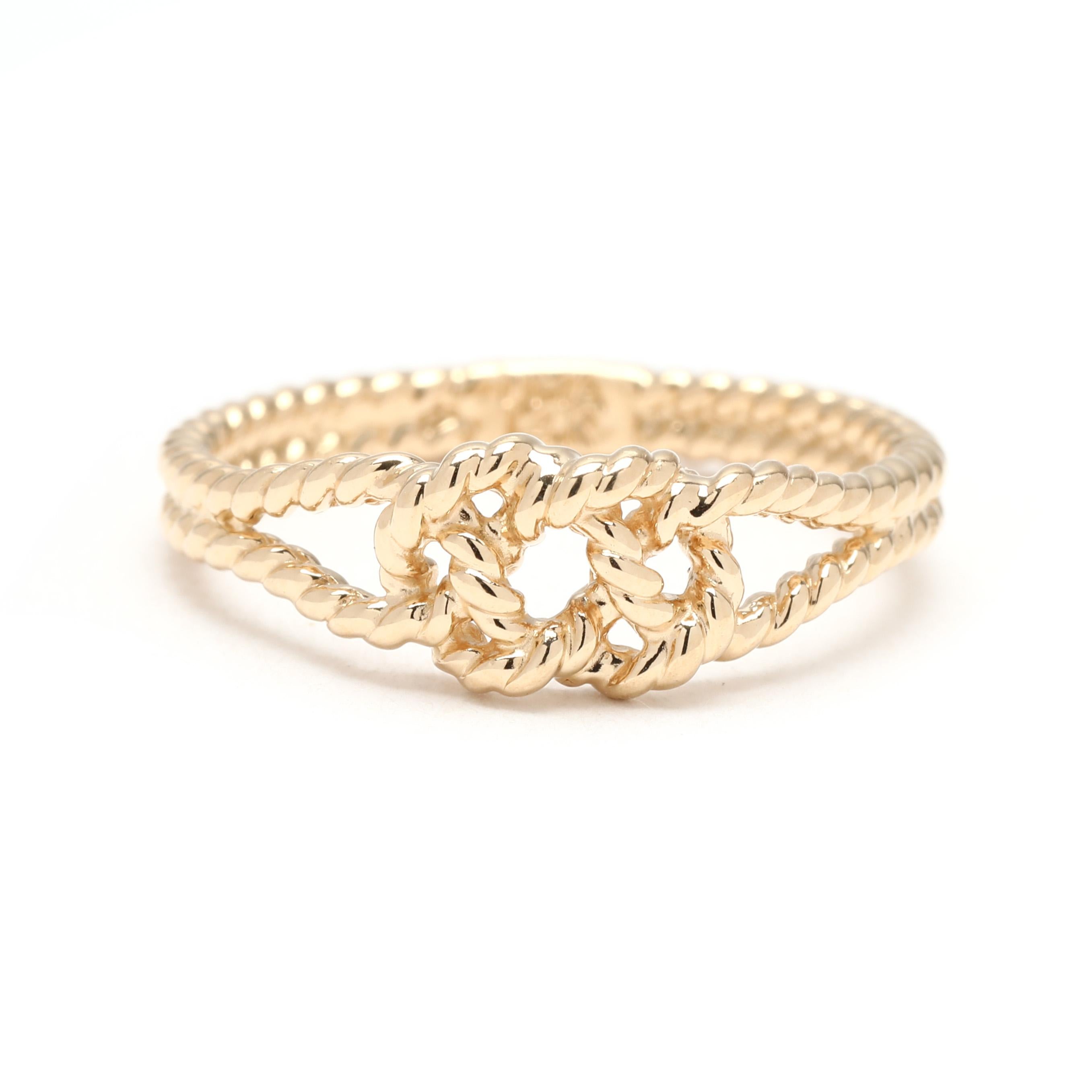Bague nœud de corde, or jaune 14k, taille 6