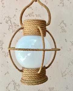 Lustre lanterne en corde du milieu du siècle Adrien Audoux and Frida Minet