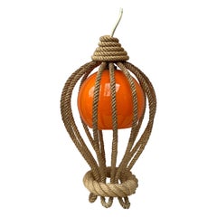 Retro Mid-Century Rope Lantern Chandelier Balloon Adrien Audoux and Frida Minet