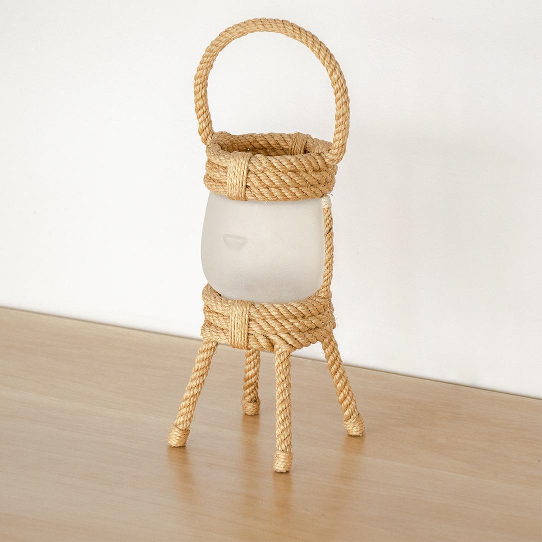 Rope Lantern Lamp by Audoux-Minet For Sale 7
