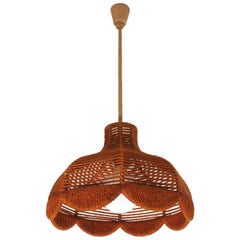 Rope Large Bell Pendant Light Hanging Lamp / Lantern, Spain, 1960s