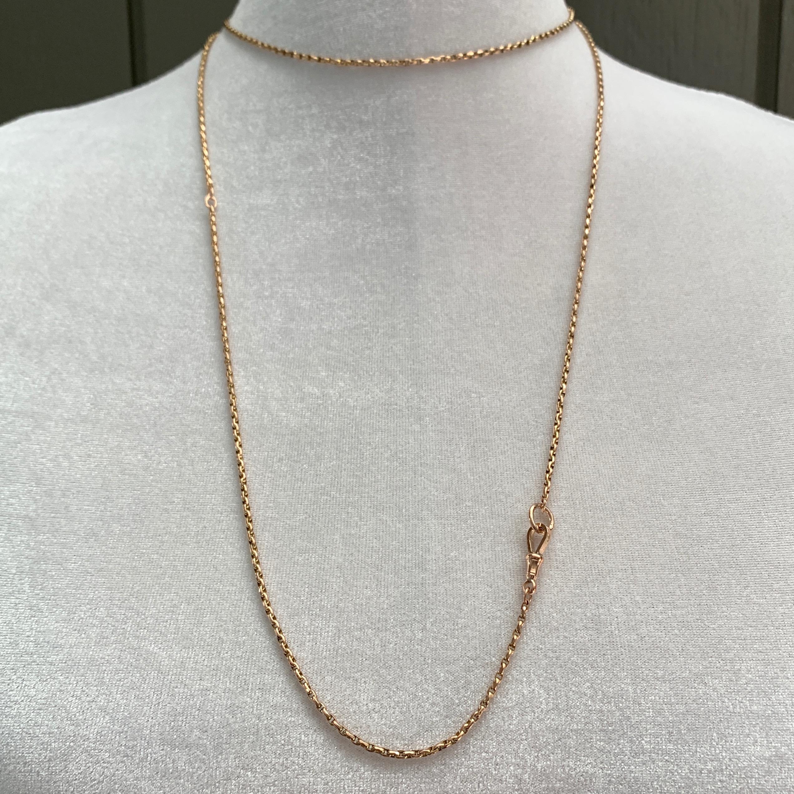 Rope Length Guard or Muff Belcher Chain with Dog Clip in Rose Gold 1