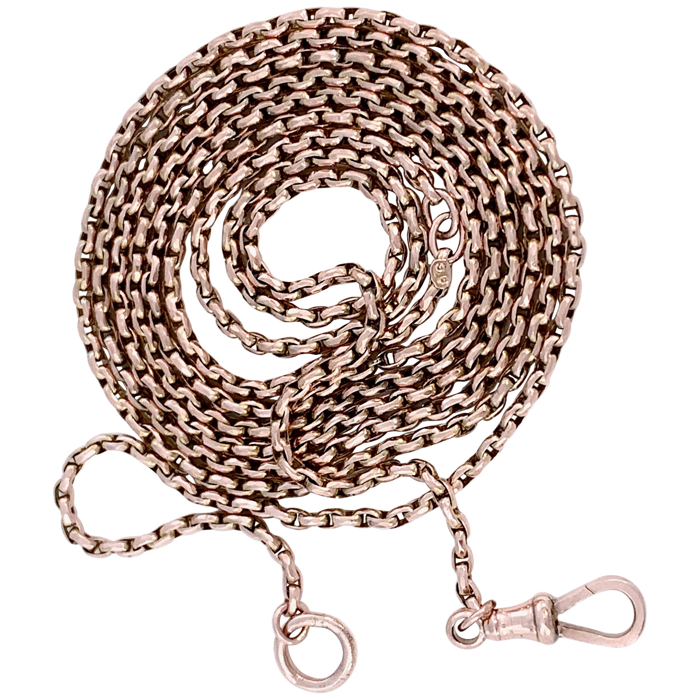 Rope Length Guard or Muff Belcher Chain with Dog Clip in Rose Gold