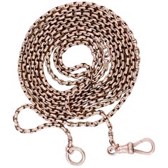 Rope Length Guard or Muff Belcher Chain with Dog Clip in Rose Gold