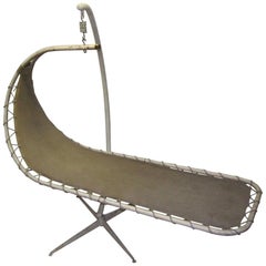 Rope, Linen and Metal Swing Chair, USA, circa 1960