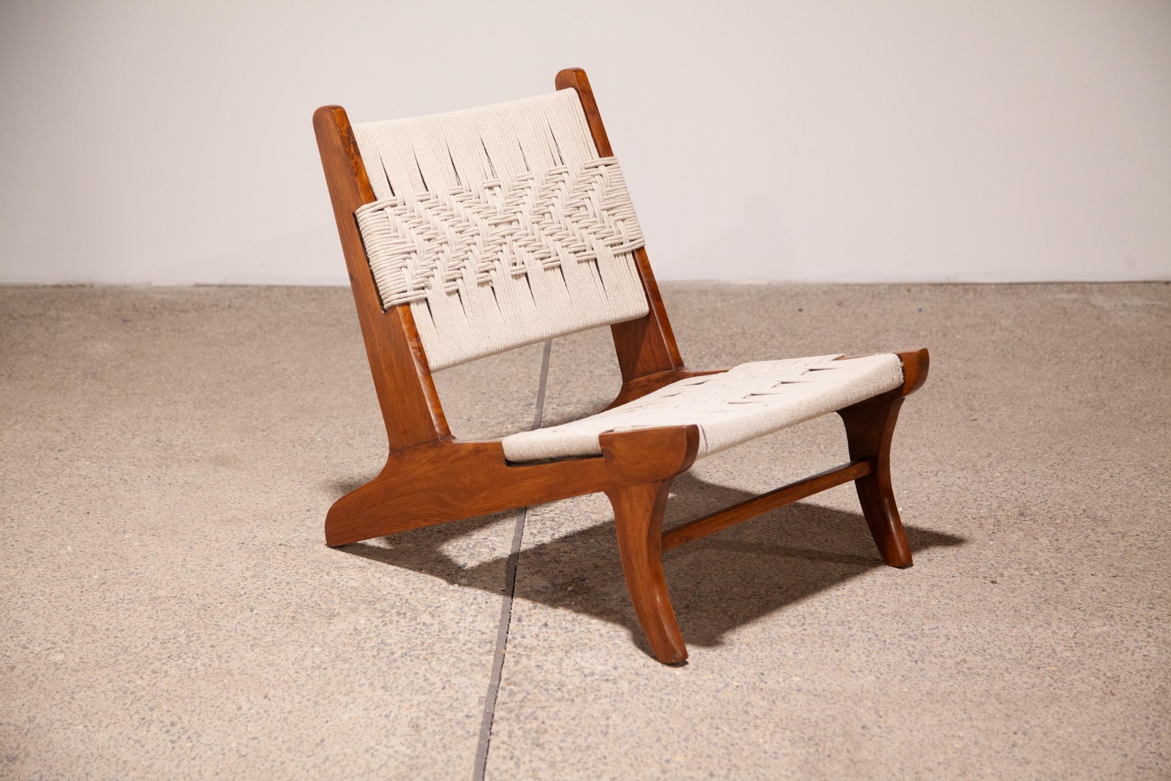 Chaise longue en corde attribuée à Pierre Jeanneret en vente 4