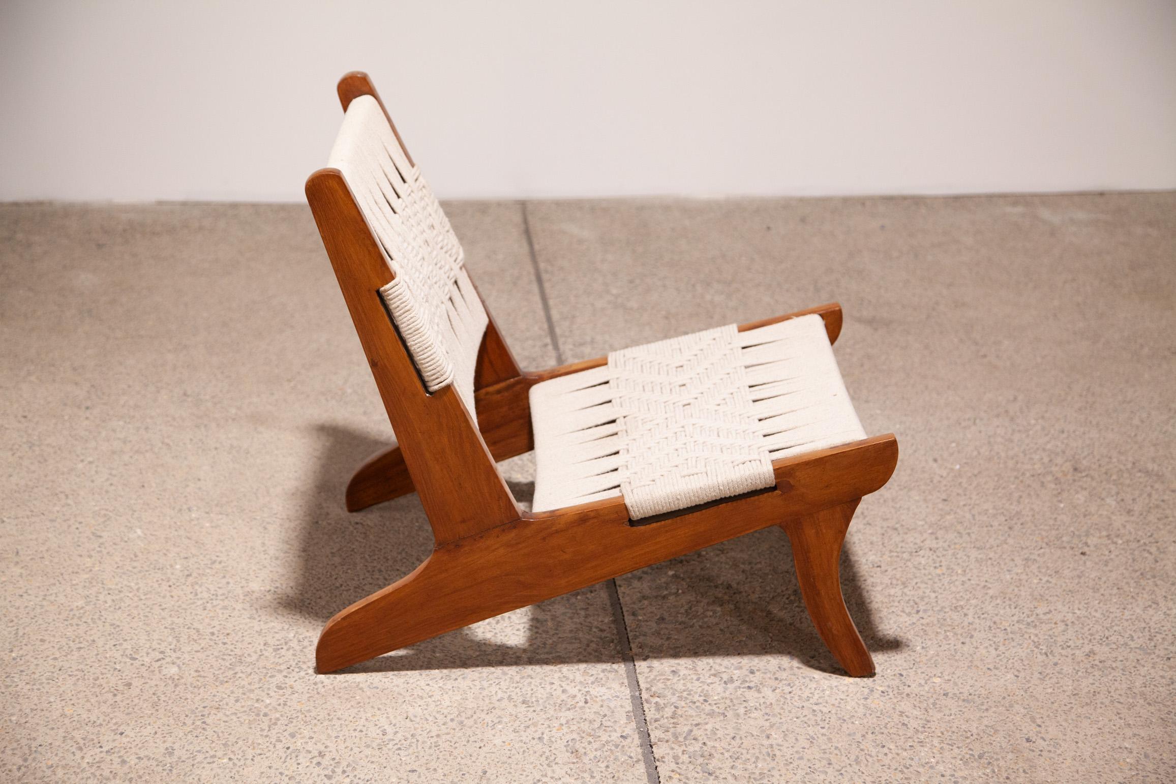 Chaise longue en corde attribuée à Pierre Jeanneret en vente 1