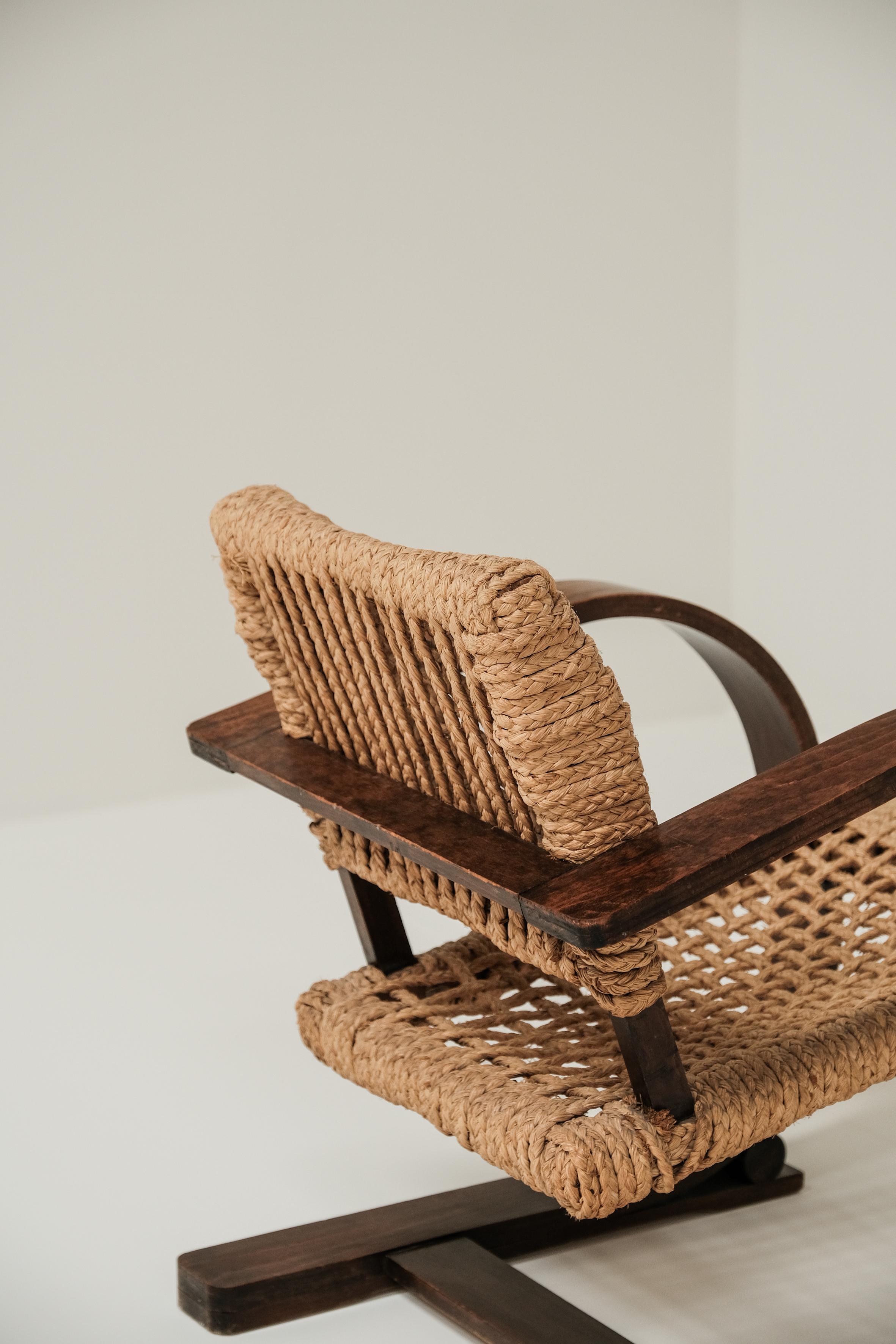 Chaise longue en corde d'Adrain Audoux et Frida Minet pour Vibo Vesoul 1940 France 6