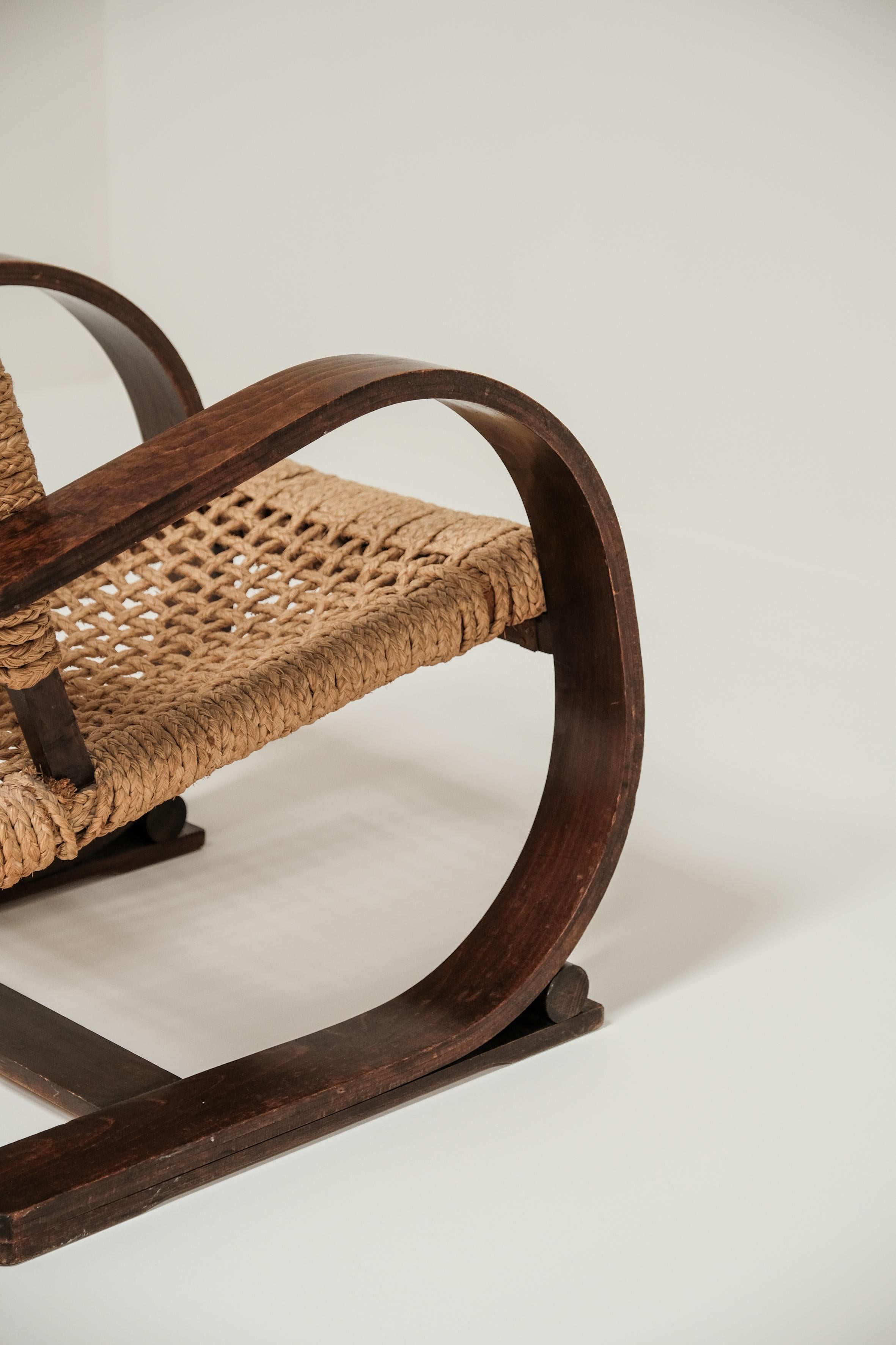 Chaise longue en corde d'Adrain Audoux et Frida Minet pour Vibo Vesoul 1940 France 7