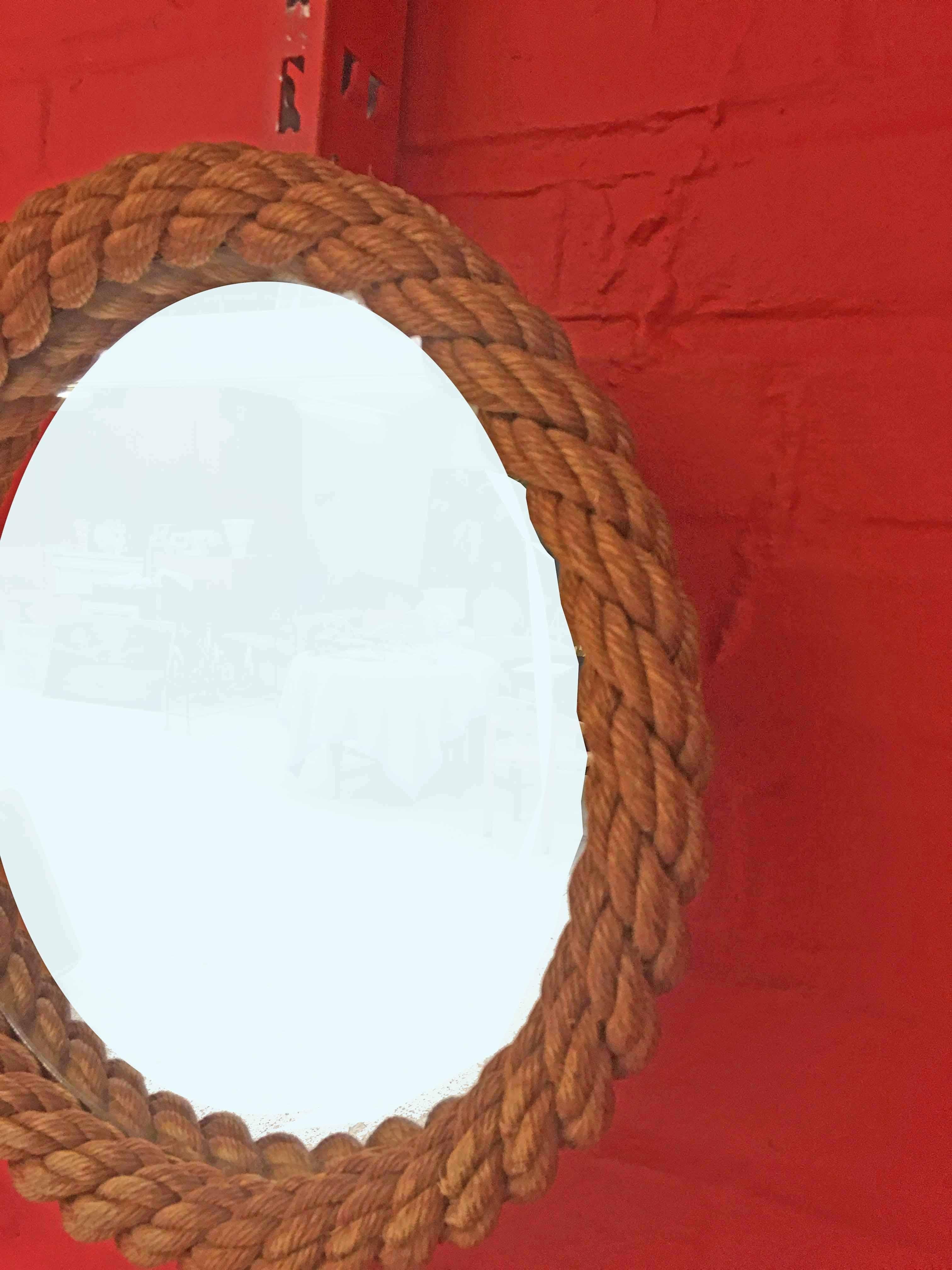 Rope Mirror Audoux Minet, circa 1960 In Good Condition In Saint-Ouen, FR