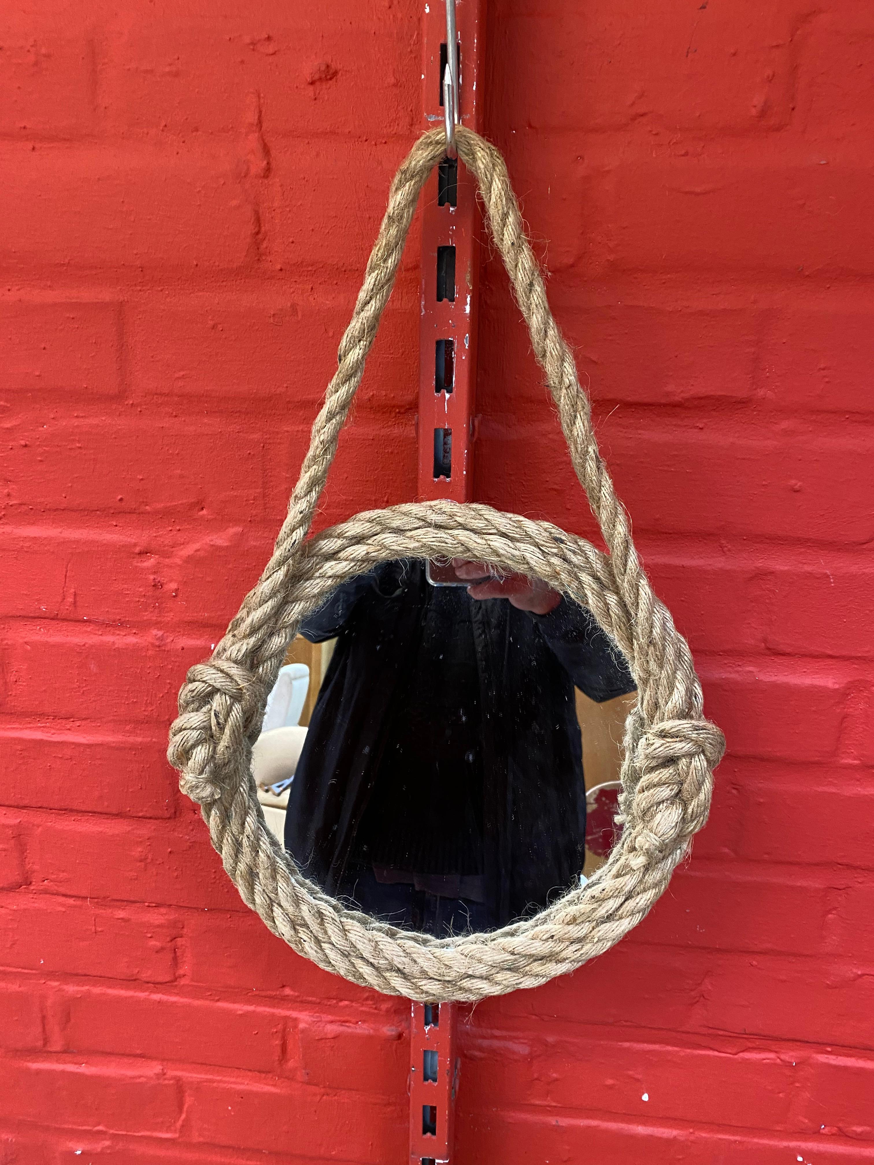 Rope Mirror in the style of  Audoux Minet For Sale 2