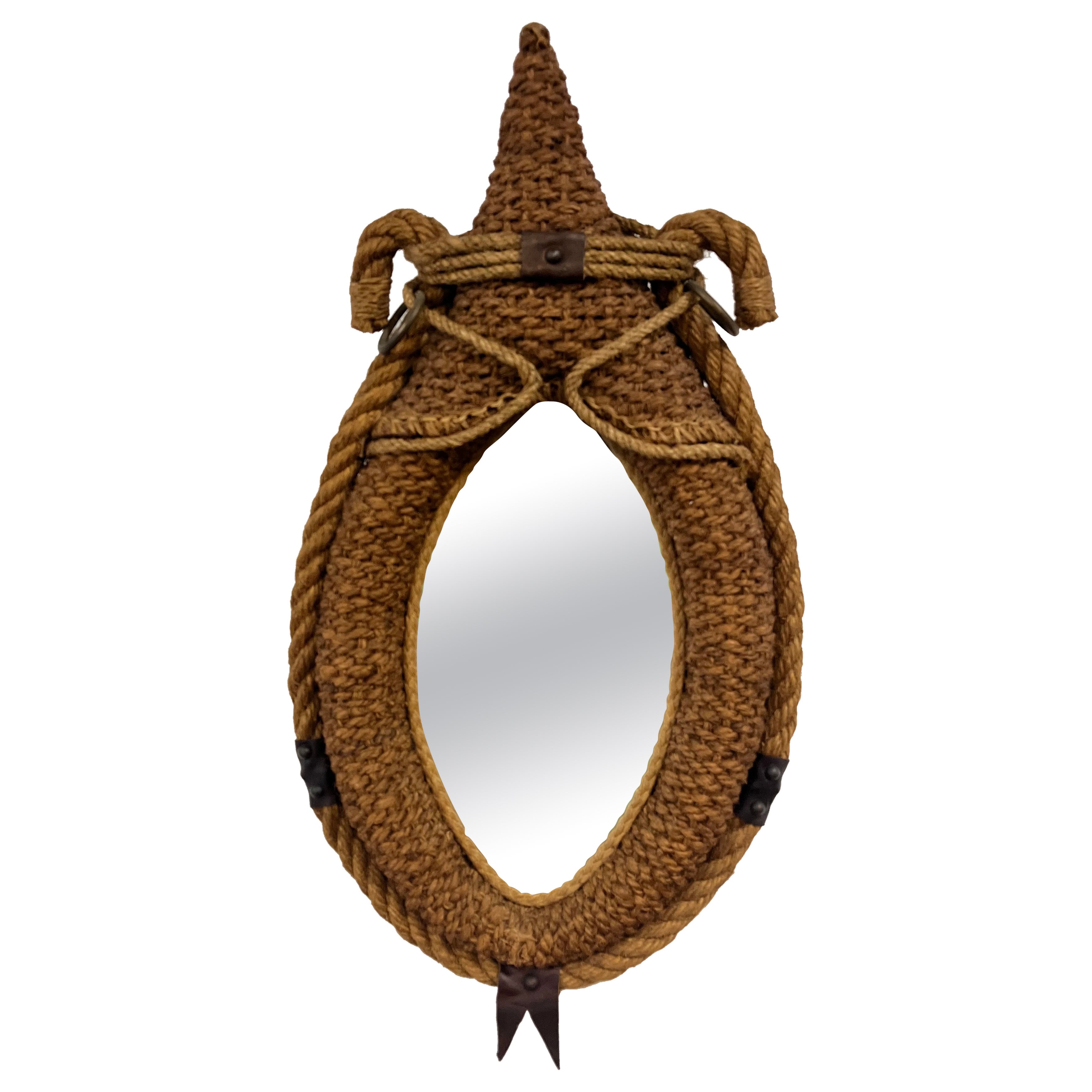 Rope mirror by Adrien Audoux and Frida Minet, France, 1950s