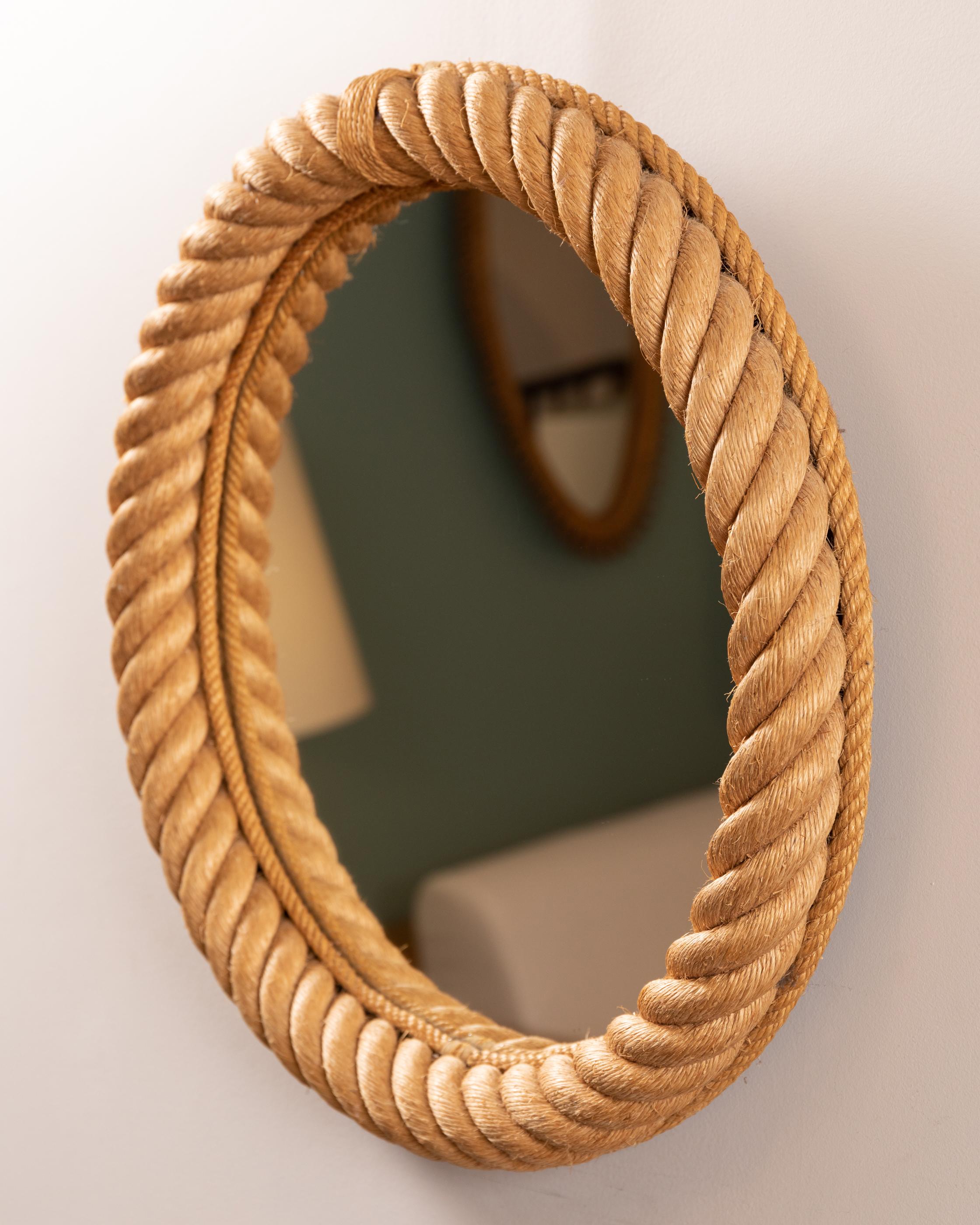 Mid-Century Modern Rope Mirror by Audoux-Minet