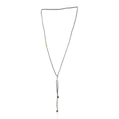 Rope Necklace with Black Diamonds Made in 18k Yellow Gold