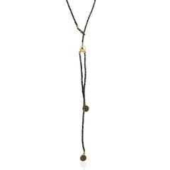 Rope Necklace with Black Diamonds Made in 18k Yellow Gold