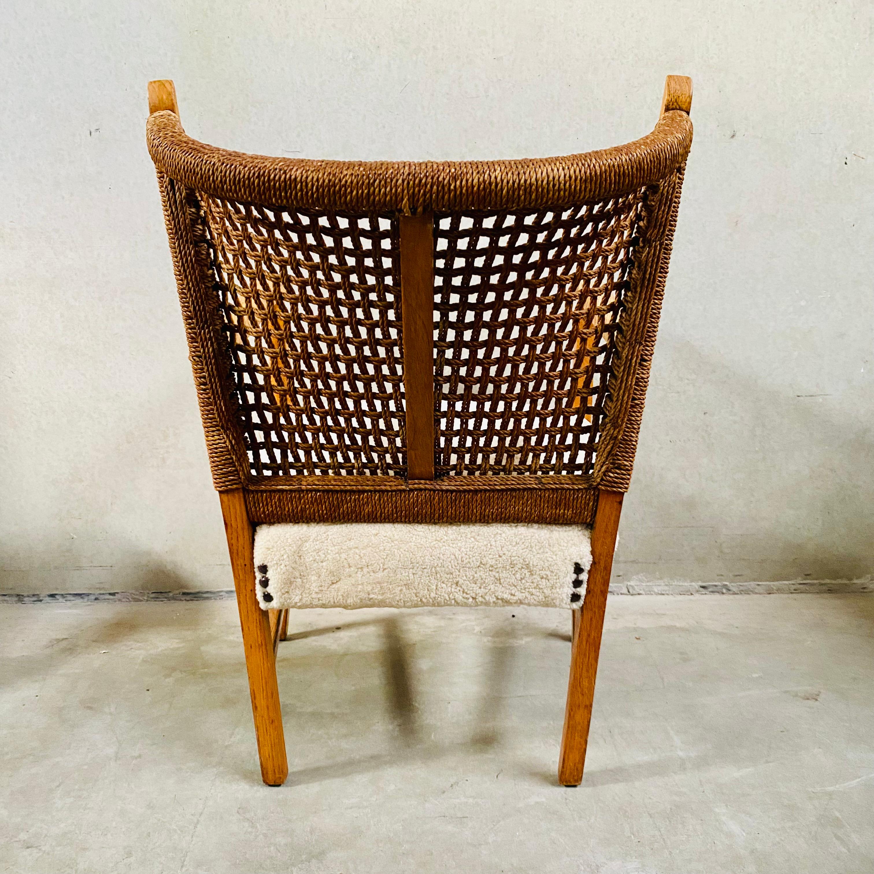 Rope, Oak and Sheepskin Arm Chair by Bas Van Pelt, Netherlands 1940 For Sale 9