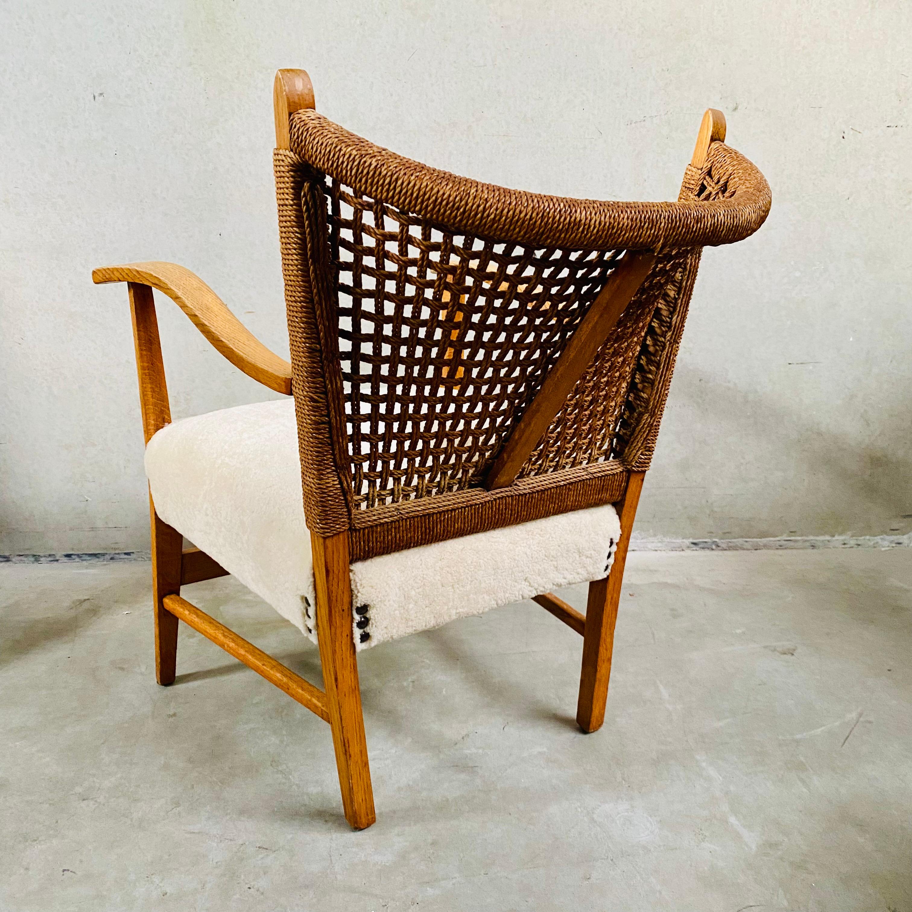 Rope, Oak and Sheepskin Arm Chair by Bas Van Pelt, Netherlands 1940 For Sale 12