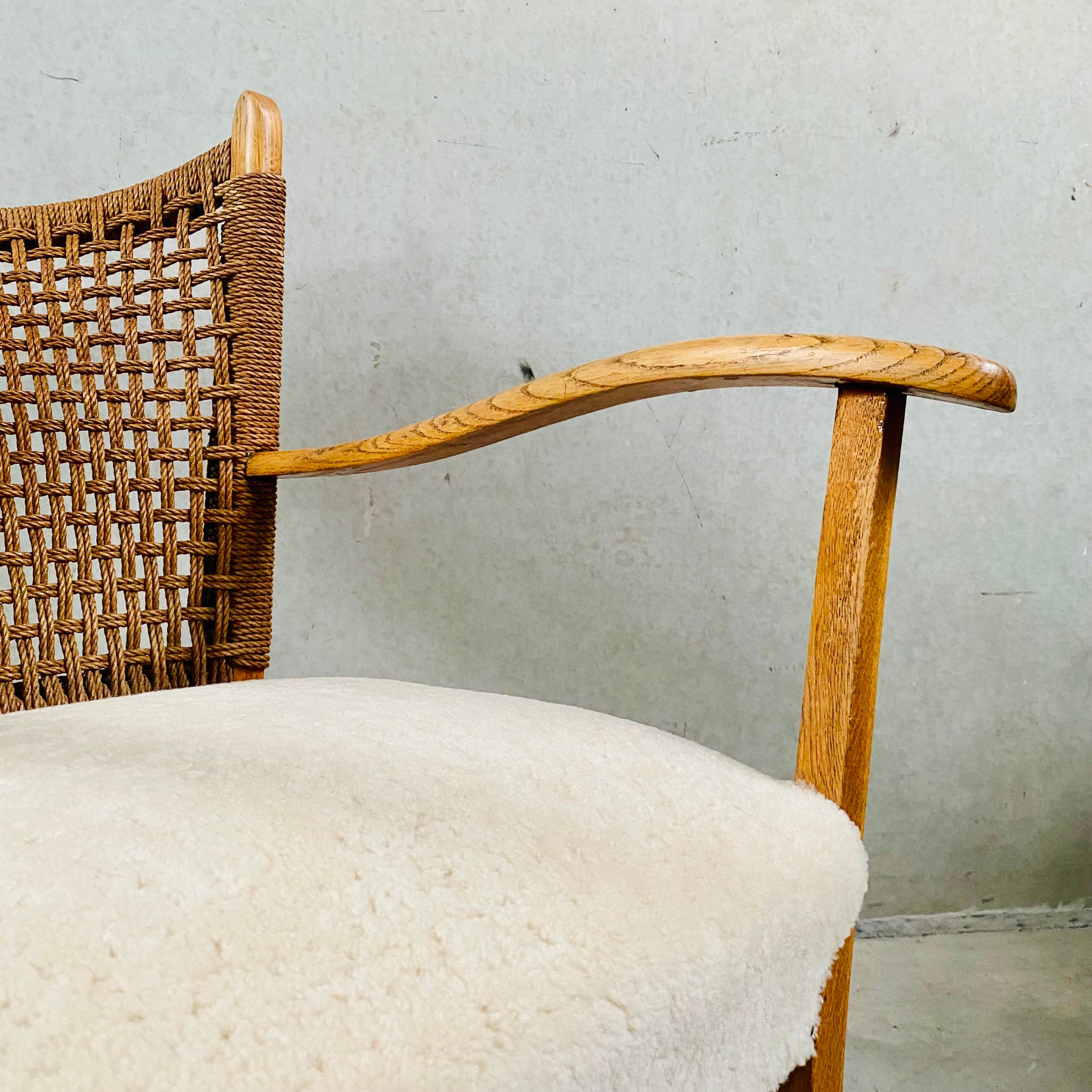 Rope, Oak and Sheepskin Arm Chair by Bas Van Pelt, Netherlands 1940 For Sale 5