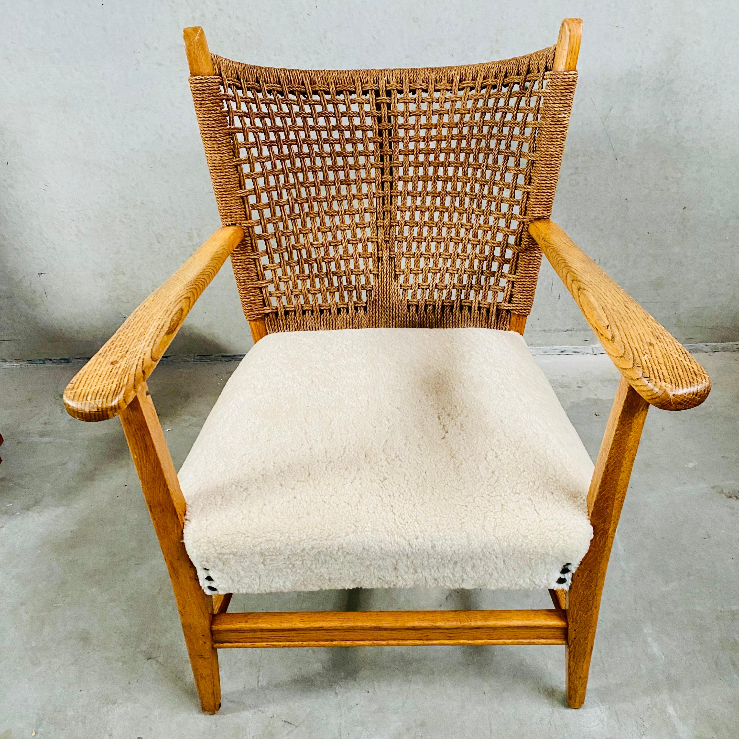 Rope, Oak and Sheepskin Arm Chair by Bas Van Pelt, Netherlands 1940 6