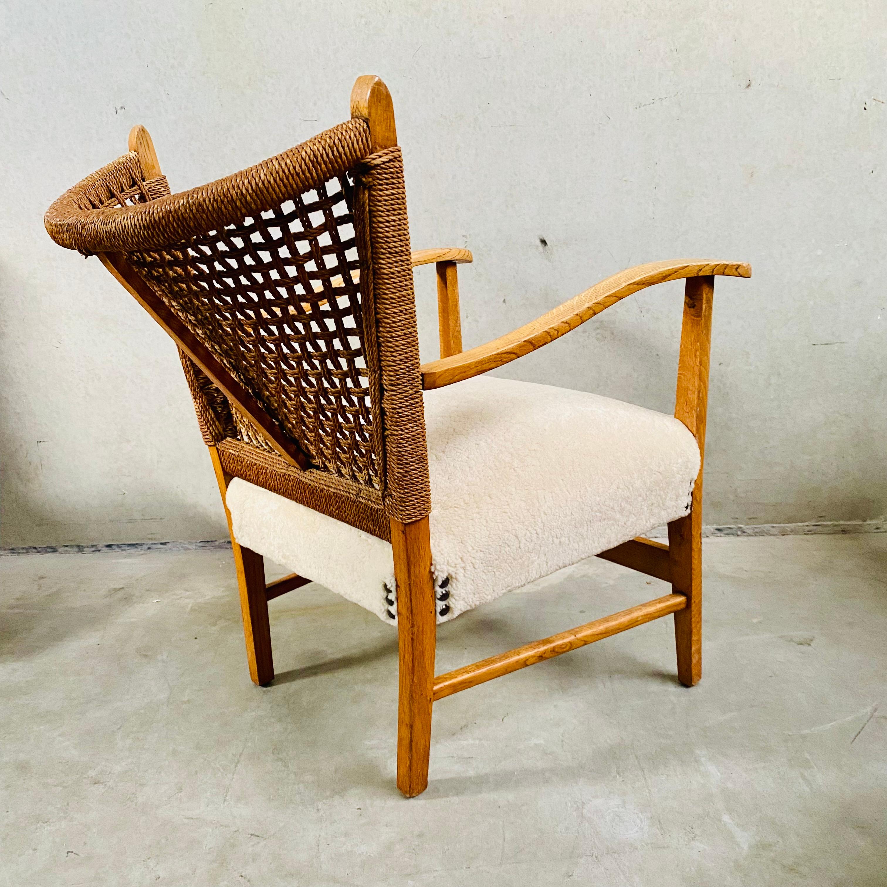 Rope, Oak and Sheepskin Arm Chair by Bas Van Pelt, Netherlands 1940 For Sale 8