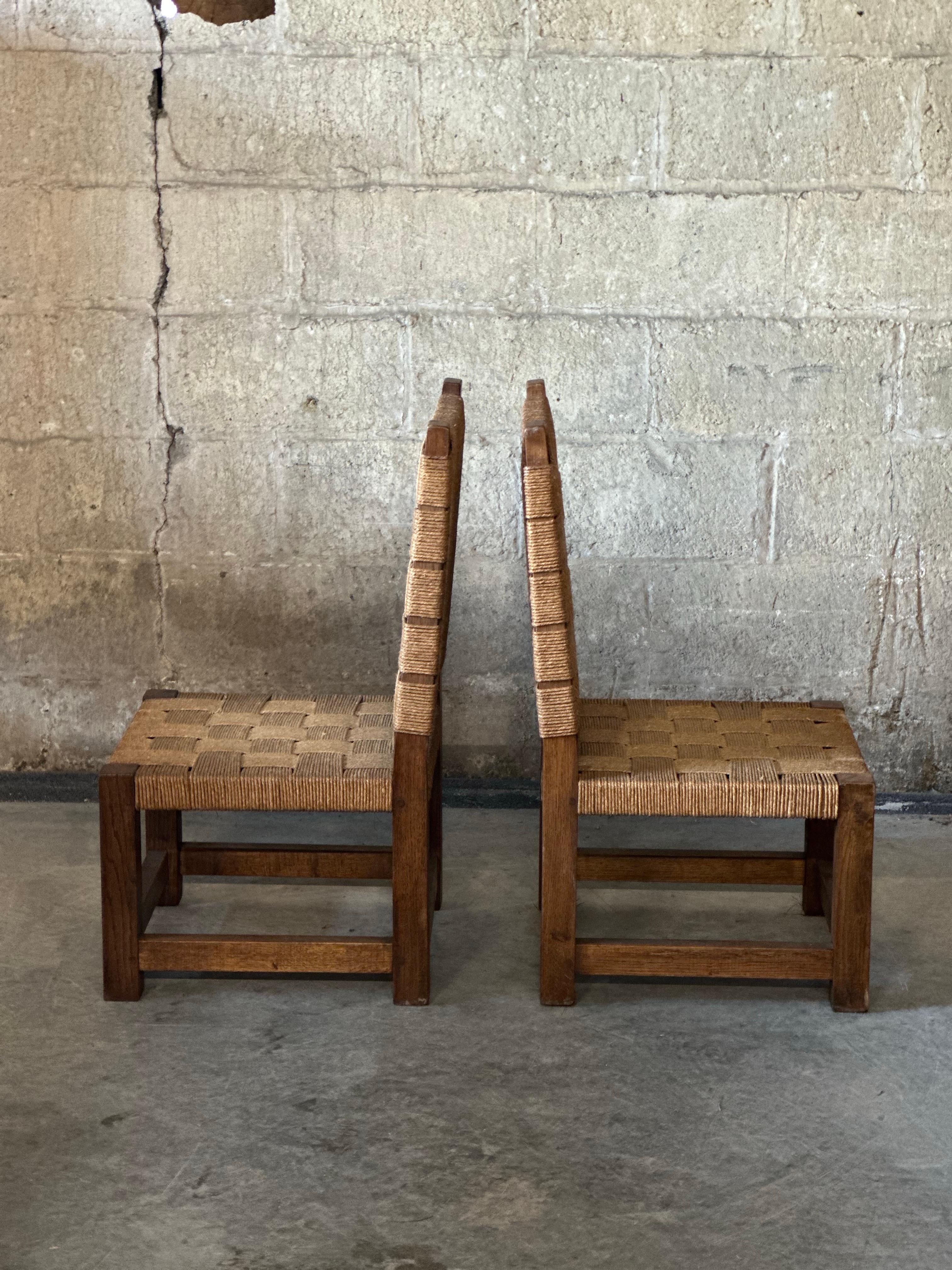 Rope & Oak Lounge Set, in the Style of Jourdain For Sale 11