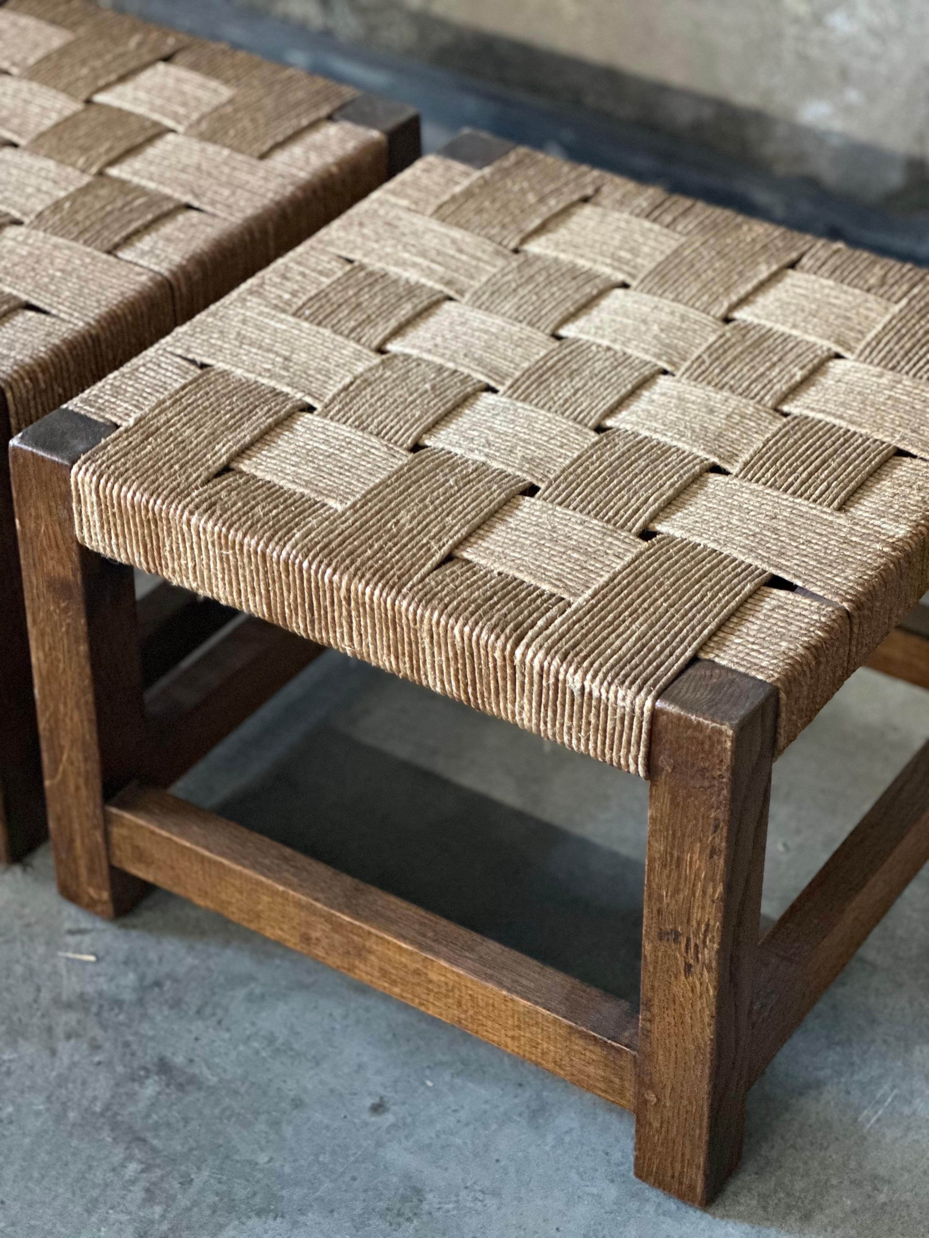 Rope & Oak Lounge Set, in the Style of Jourdain In Good Condition For Sale In Hudson, NY