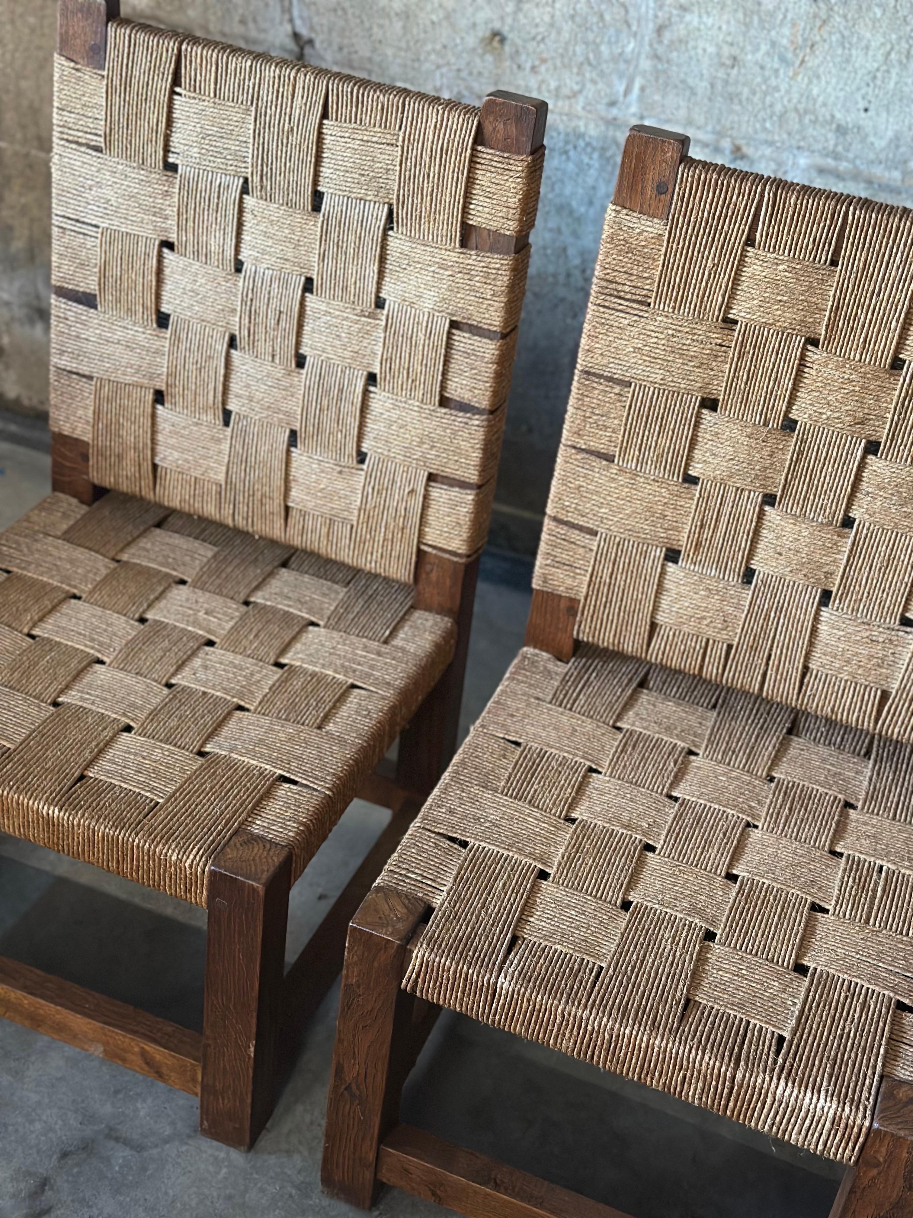 Rope & Oak Lounge Set, in the Style of Jourdain For Sale 2