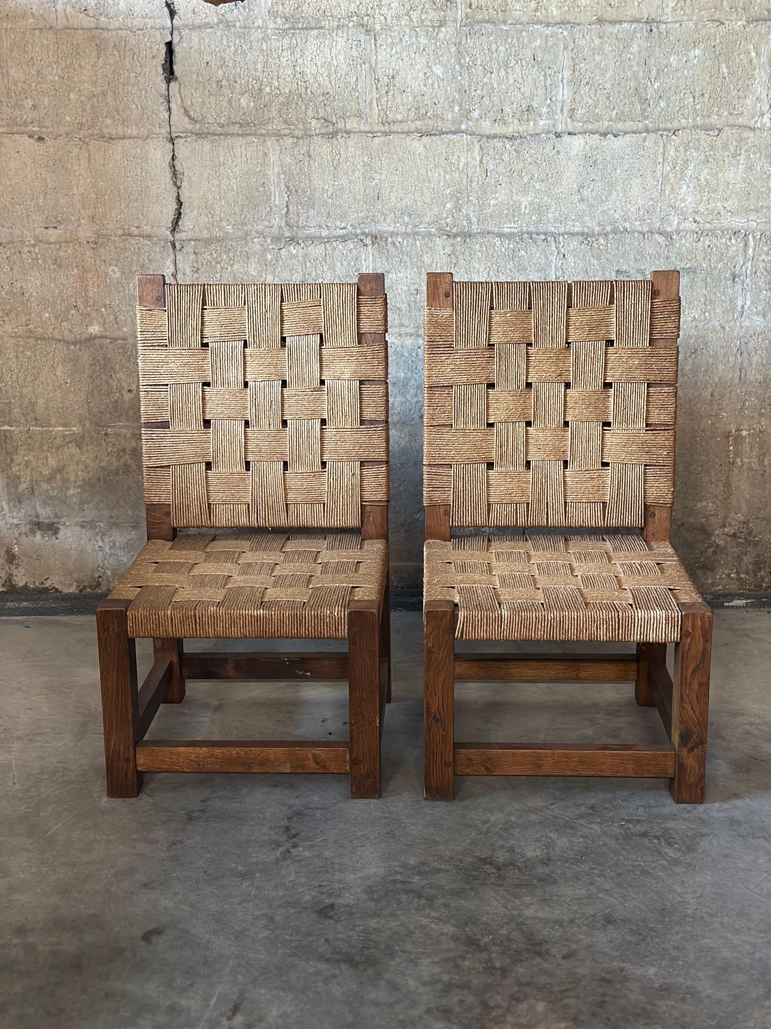 Rope & Oak Lounge Set, in the Style of Jourdain For Sale 3