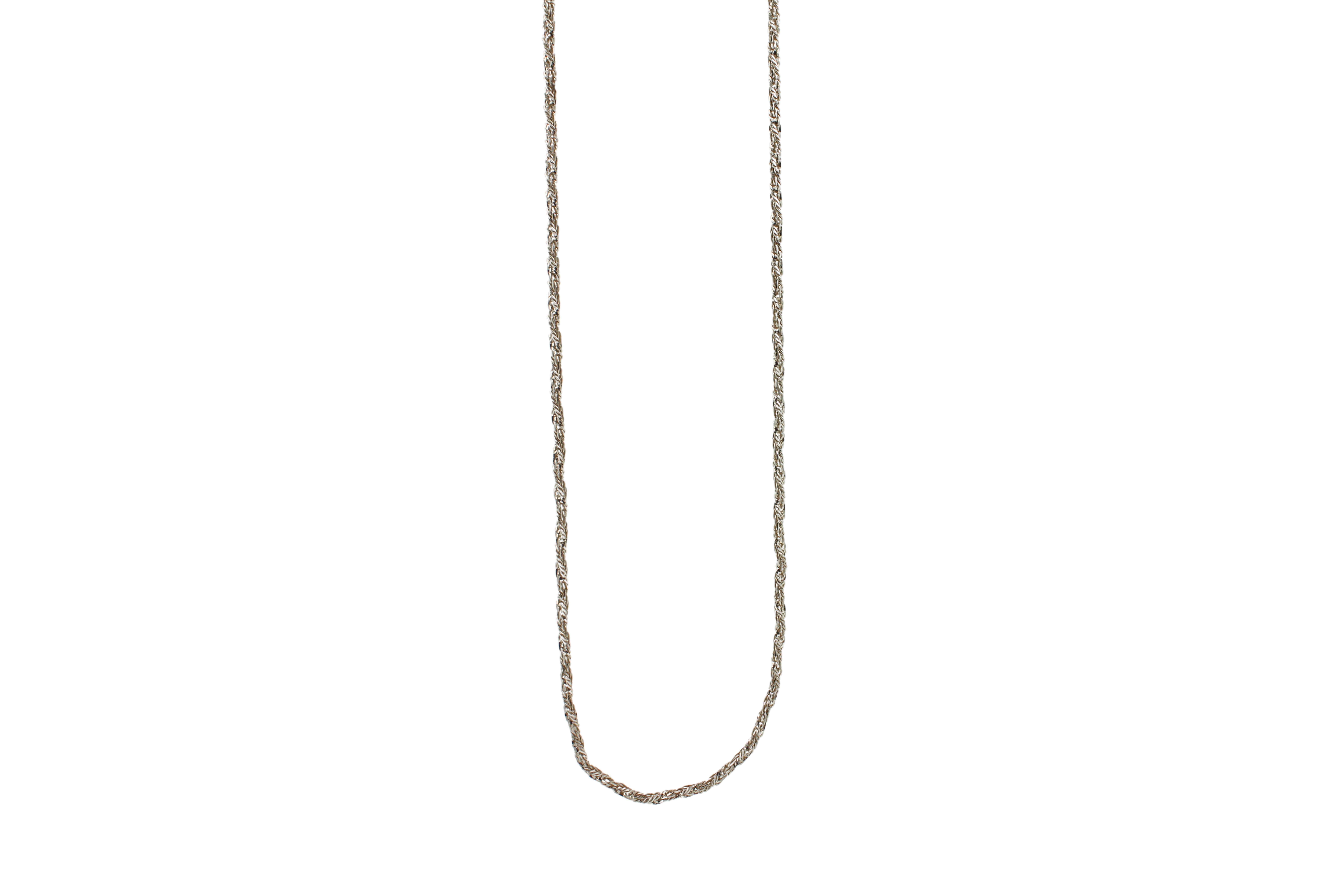 Modern Rope Palma Twisted Wheat Link Fancy Link 925 Sterling Silver Chain Necklace For Sale