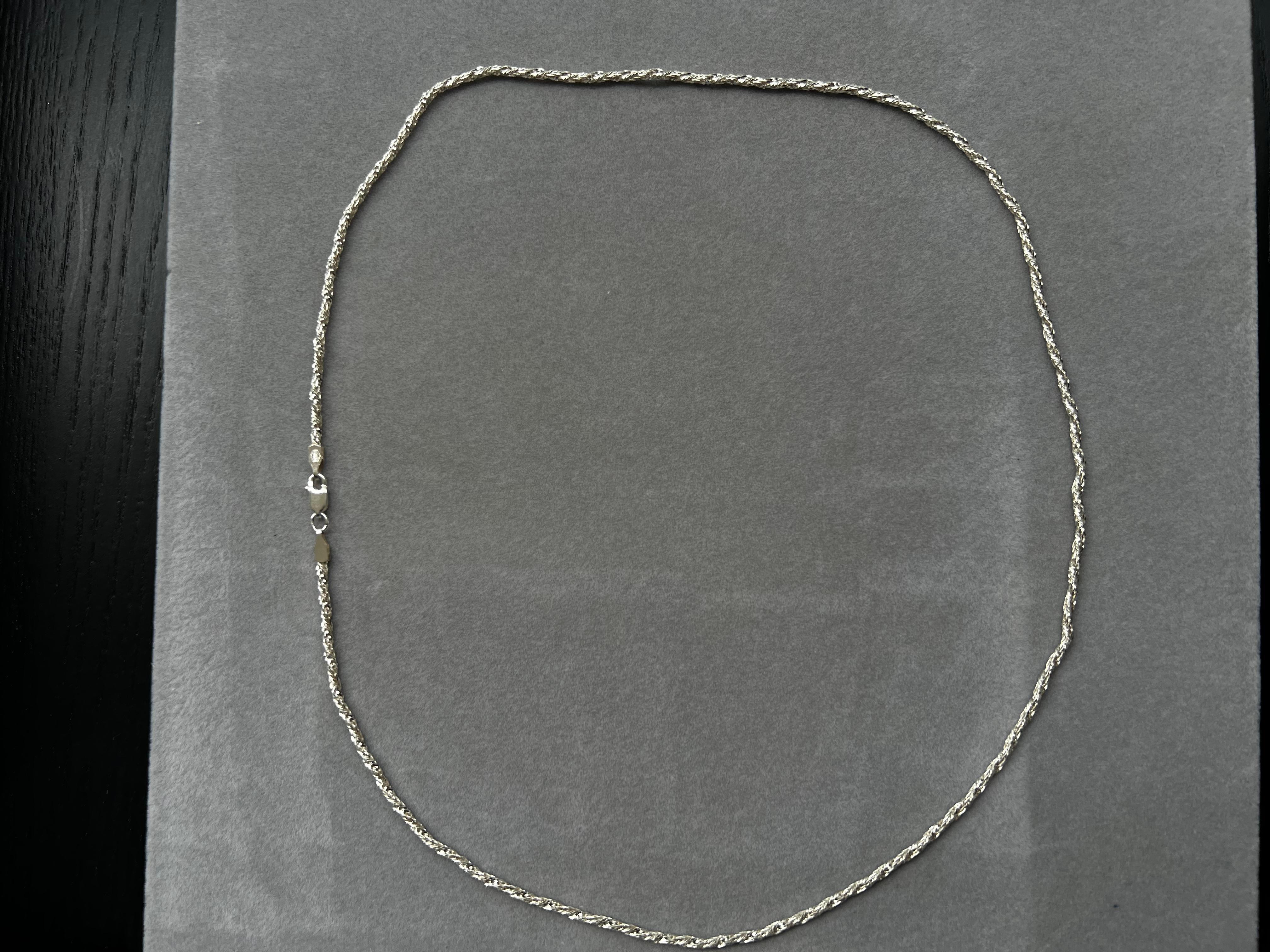 Rope Palma Twisted Wheat Link Fancy Link 925 Sterling Silver Chain Necklace For Sale 2