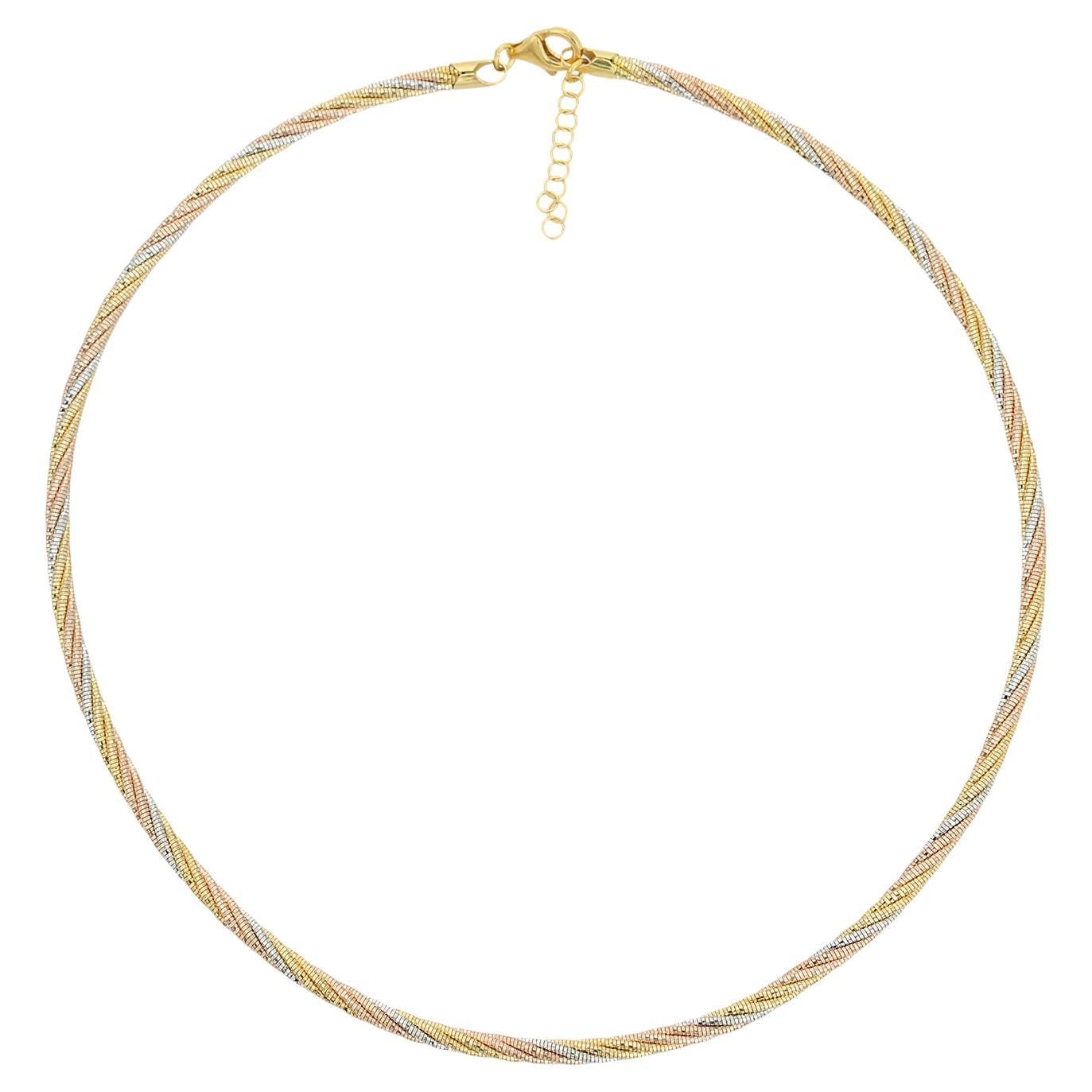 Rope Pattern Twisted Choker Chain Necklace for Mother in 925 Sterling Silver