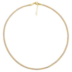 Collar de cadena gargantilla retorcida con diseño de cuerda para madre en plata de ley 925