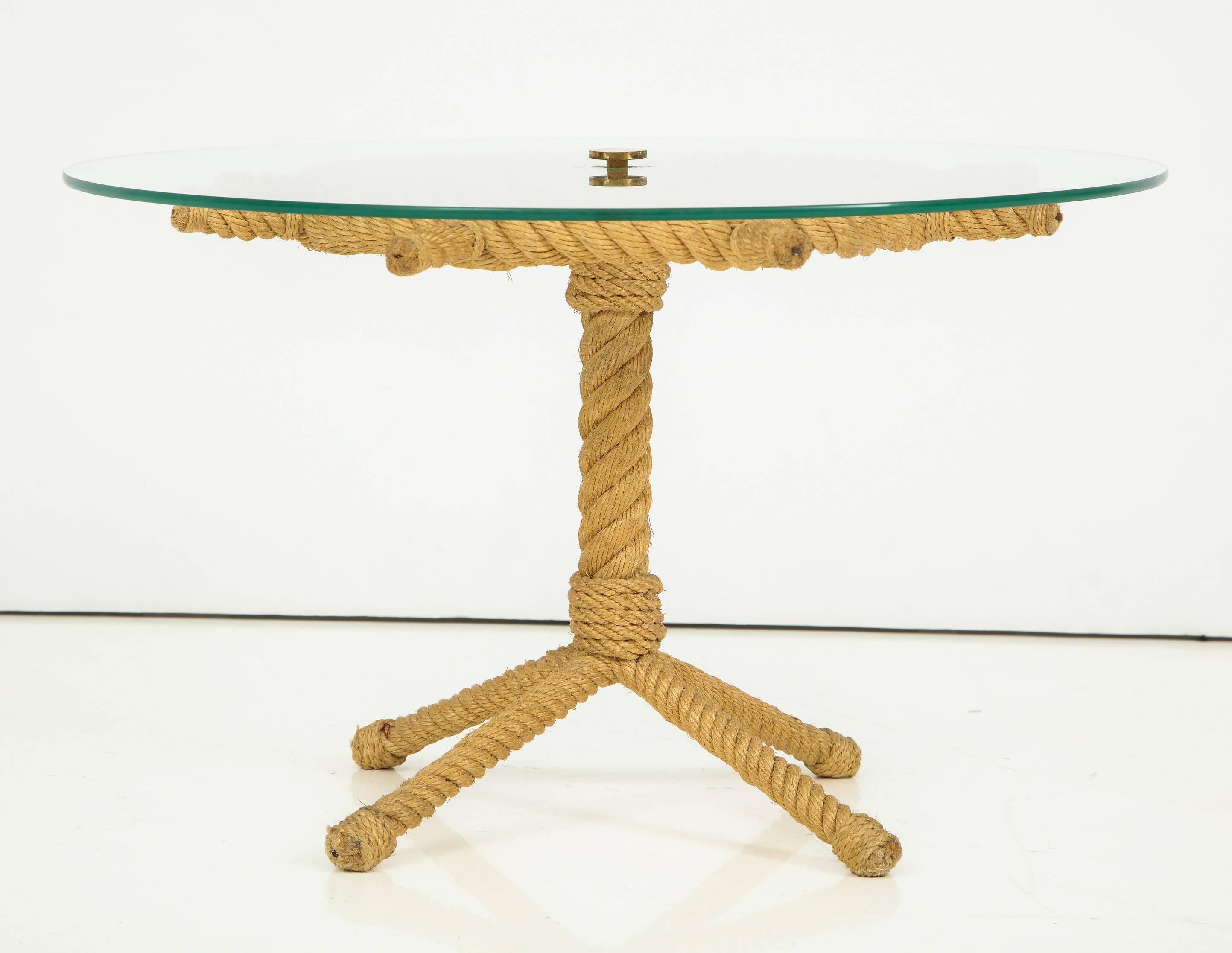Rope Rudder-Shaped Petite Side Table by Audoux Minet, France, 1960s 1