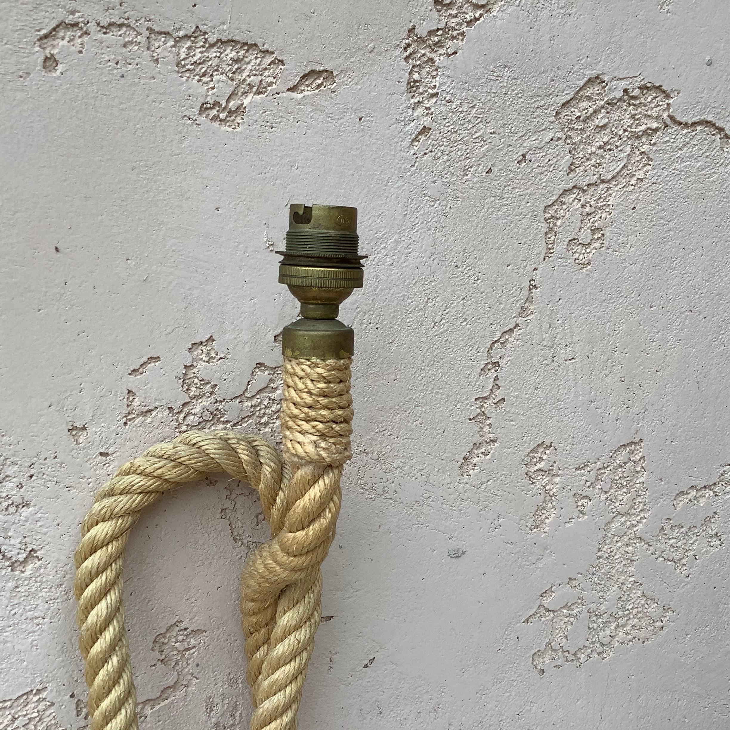 French Rope Sconce Audoux Minet, circa 1960