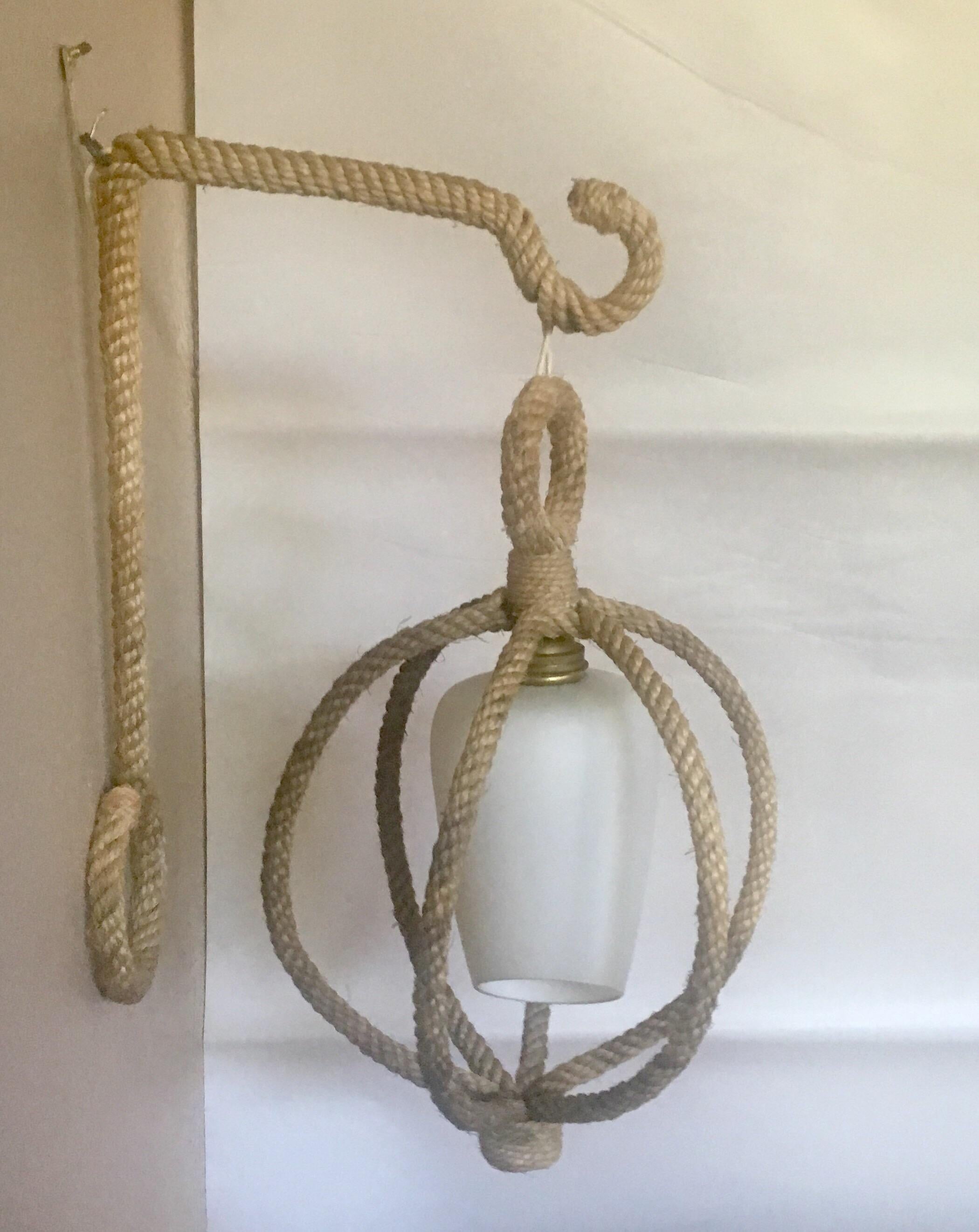 Mid-20th Century Mid-Century Rope Sconce Adrien Audoux & Frida Minet For Sale