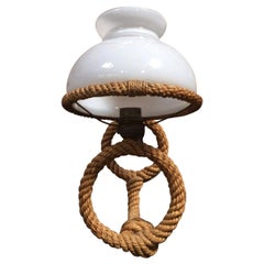 Rope Sconce with White Opaline Audoux Minet, circa 1960