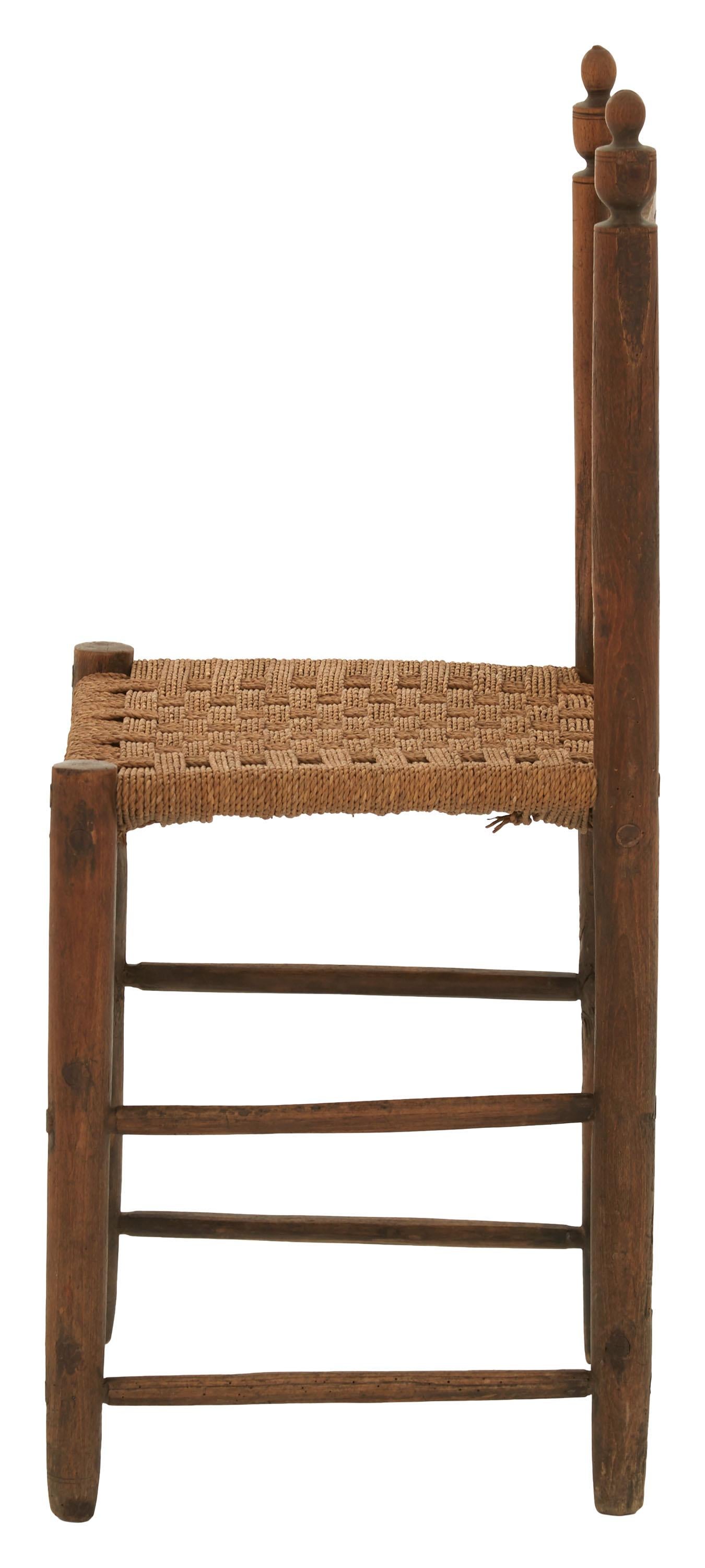 Rustic Rope Seat Ladderback Dining Chair For Sale