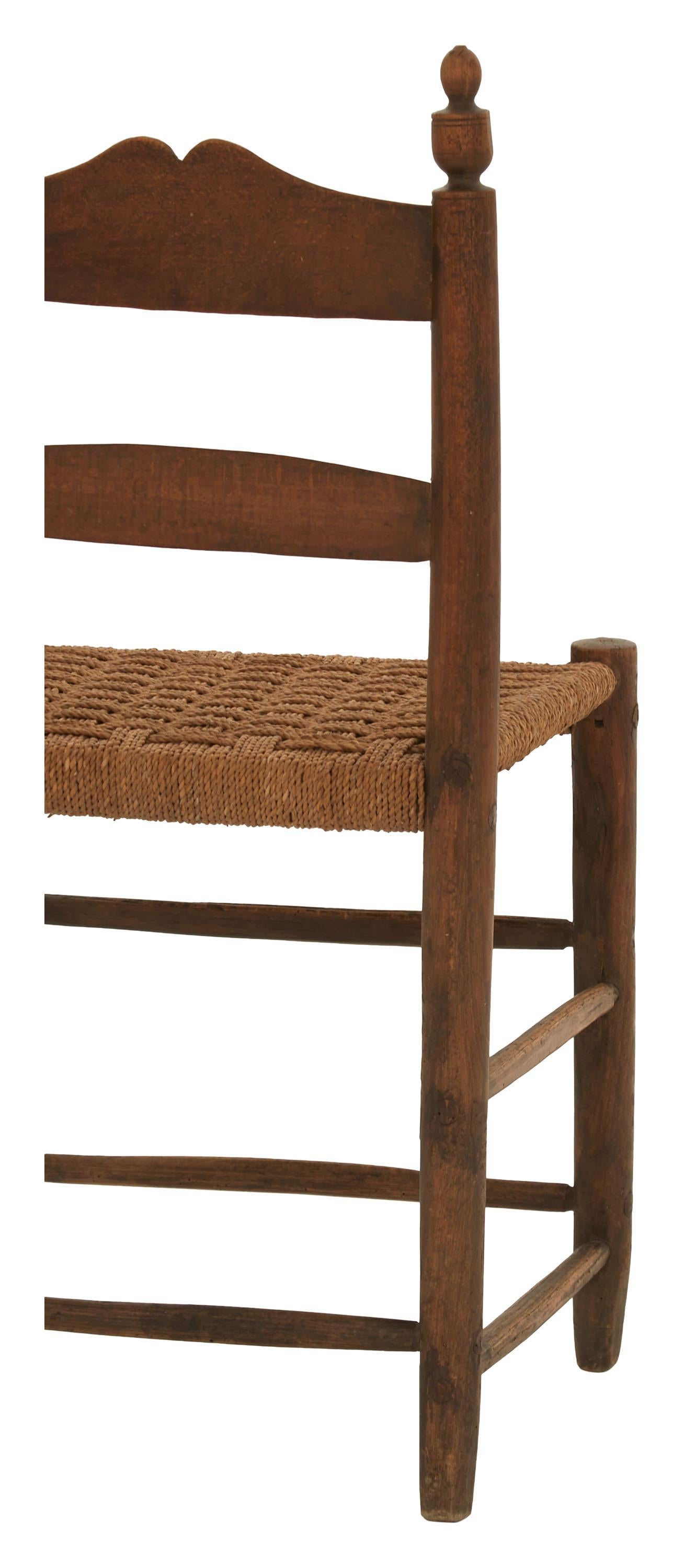 Rope Seat Ladderback Dining Chair In Good Condition For Sale In Chicago, IL