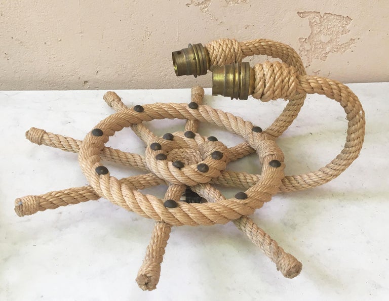 Rope Ship Wheel Sconce Audoux circa 1960 at 1stDibs