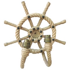 Rope Ship Wheel Sconce Audoux Minet, circa 1960