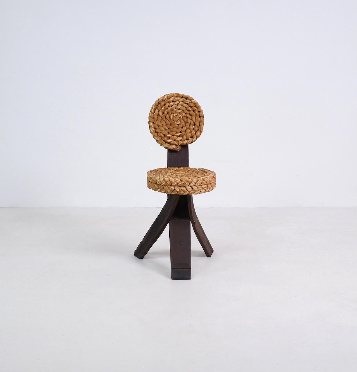 Mid-Century Modern Rope Side Chair by Audoux et Minet, France, circa 1950