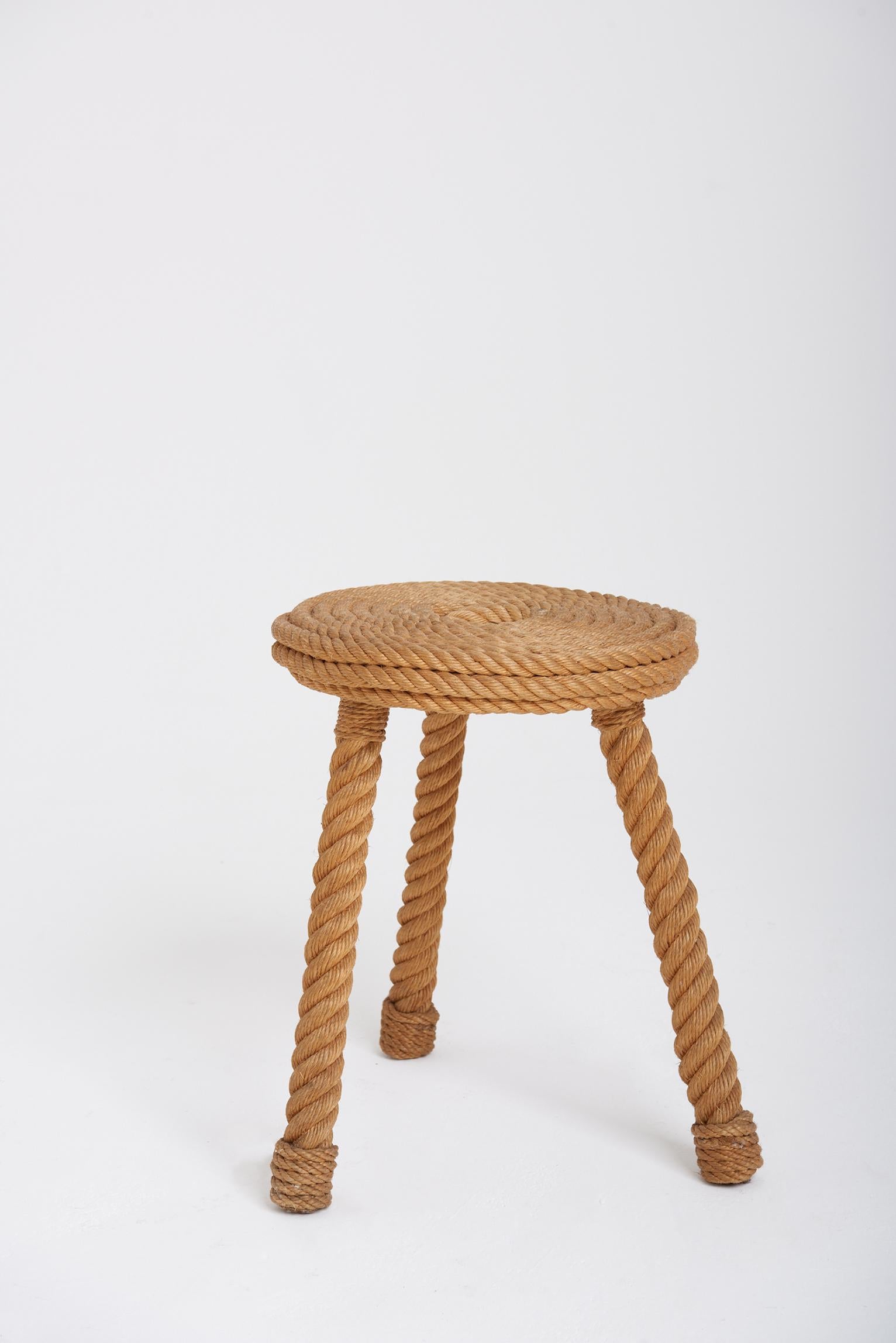 A rare rope stool (or side table) by Adrien Audoux and Frida Minet,
France, 1950s.