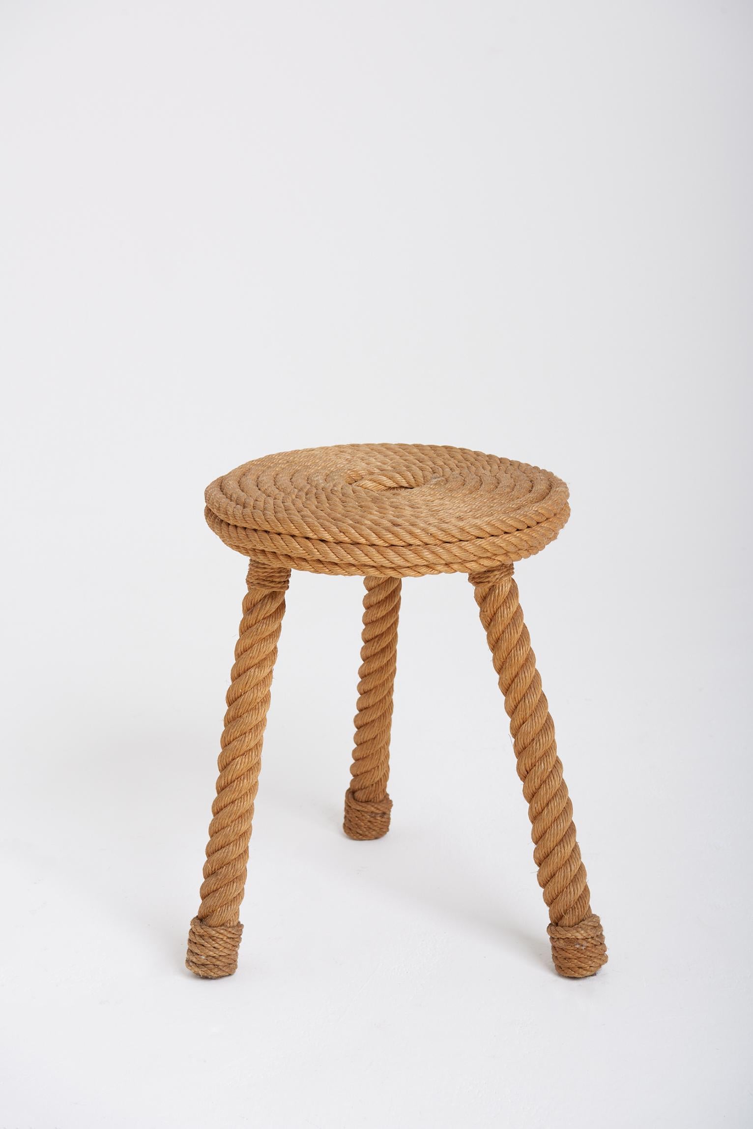 20th Century Rope Stool by Audoux-Minet