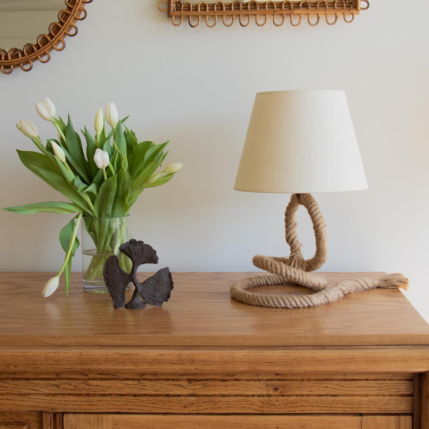 French Rope Table Lamp by Audoux-Minet For Sale