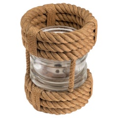 Used Rope Table Lamp with Lighthouse Style Glass by Audoux Minnet, France 1960's