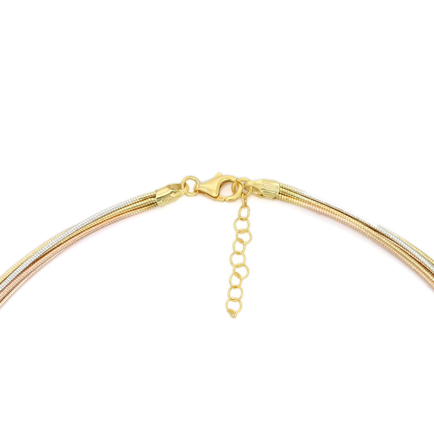 Rope Triple Tone Silver Wired Choker Necklace in Sterling Silver Gift for Mother For Sale 1