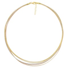 Collar Gargantilla de Cuerda Triple Tono en Plata de Ley Regalo para Madre