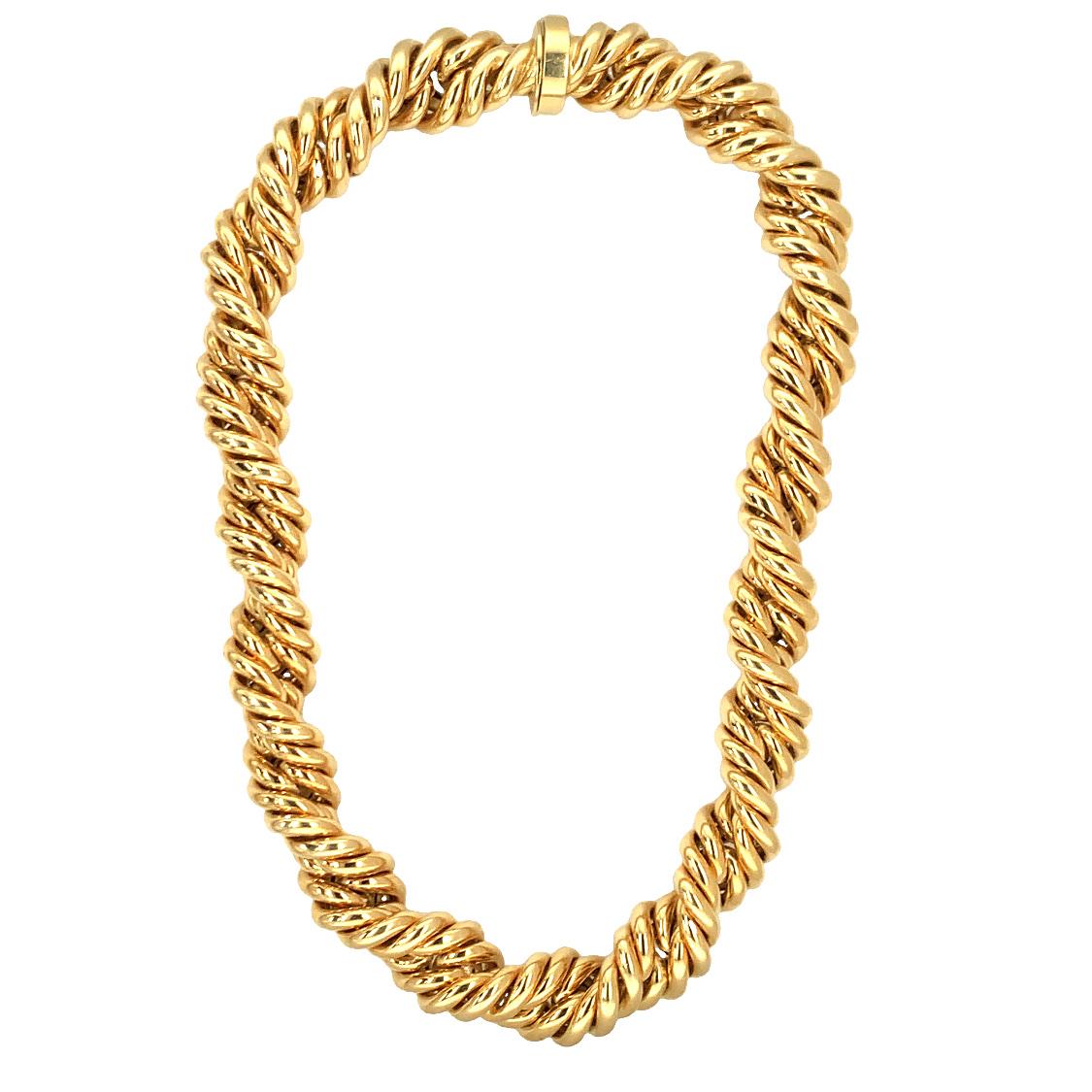 Women's Rope Twist 18K Yellow Gold Necklace For Sale