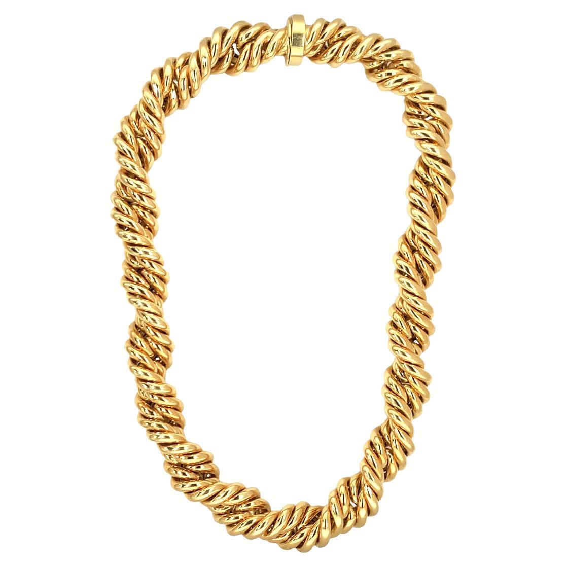 Rope Twist 18K Yellow Gold Necklace For Sale